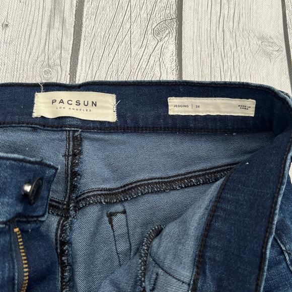 PacSun LA Jeggings Stretch Distressed Dark Blues Jeans Size 26 - Picture 7 of 10